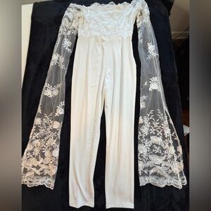 Bridal Jumpsuit white ivory size L lace